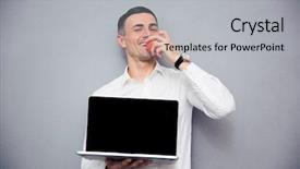  Presentation with laptop blank screen - Beautiful PPT layouts featuring laptop screen and eating apple backdrop and a  colored foreground