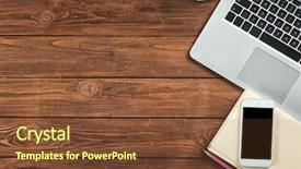  Presentation with smart phone apps - Colorful theme enhanced with laptop smart-phone and stationery backdrop and a tawny brown colored foreground