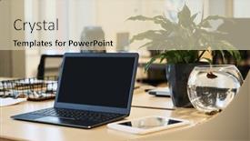  Presentation with water tank - Theme consisting of laptop-surrounded-by-flowerpot background and a lemonade colored foreground