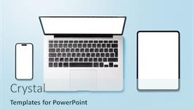  Presentation with laptop blank screen - Slides consisting of laptop-tablet-and-smartphone background and a sky blue colored foreground