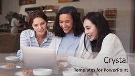  Presentation with female attorney - Beautiful presentation theme featuring laptop together at a coffee backdrop and a light gray colored foreground