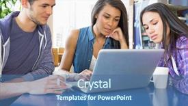  Presentation with students - Amazing slides having laptop together at the university backdrop and a ocean colored foreground