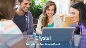  Presentation with students - Presentation having laptop together at the university background and a  colored foreground