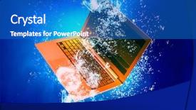  Presentation with under water - PPT theme having digital data destruction - laptop under water background and a teal colored foreground