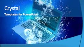  Presentation with under water - Cool new presentation theme with laptop under water backdrop and a teal colored foreground