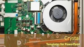  Presentation with motherboard - PPT theme having laptop-ventilation-cooling-system-copper background and a tawny brown colored foreground