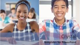  Presentation with distance learning - Presentation theme featuring laptop-webcam-view-of-male background and a teal colored foreground