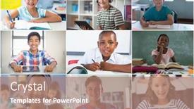  Presentation with diverse students - Presentation theme enhanced with laptop-webcam-view-of-multiple background and a coral colored foreground