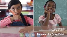  Presentation with distance learning - Audience pleasing slide set consisting of laptop-webcam-view-of-two backdrop and a violet colored foreground