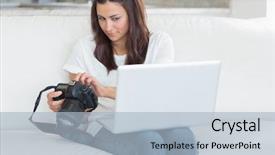  Presentation with security camera monitoring - Amazing presentation theme having laptop while holding a camera backdrop and a light blue colored foreground