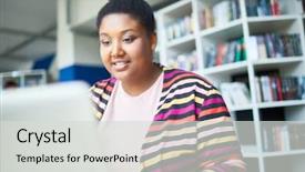  Presentation with online library - Theme consisting of laptop while preparing for exam background and a light gray colored foreground