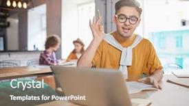  Presentation with cafe - Colorful slide set enhanced with preparation business plans entrepreneurs - contemporary student with book sitting backdrop and a coral colored foreground