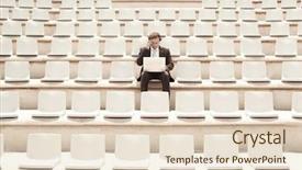  Presentation with aged - Amazing presentation theme having laptop while sitting alone backdrop and a lemonade colored foreground