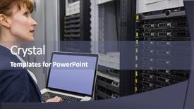  Presentation with data center - Presentation enhanced with laptop while working on server background and a ocean colored foreground