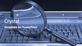  Presentation with magnifying glass - Slides consisting of laptop with a magnifying glass background and a  colored foreground