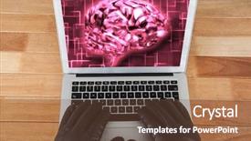  Presentation with hacker - PPT theme consisting of laptop with a pink brain background and a tawny brown colored foreground