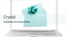  Presentation with certificate - Presentation theme having laptop with a present certificate background and a sky blue colored foreground