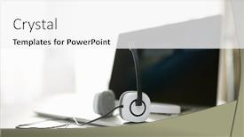  Presentation with laptop screen frame - Slides consisting of laptop-with-black-screen-headphones background and a white colored foreground