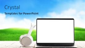  Presentation with business remote work - Presentation theme consisting of laptop-with-blank-screen background and a light blue colored foreground