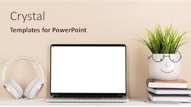  Presentation with laptop blank screen - Presentation theme having laptop-with-blank-screen background and a lemonade colored foreground