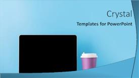  Presentation with laptop blank screen - Slides having laptop-with-blank-screen background and a light blue colored foreground