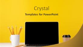  Presentation with laptop blank screen - Presentation design featuring laptop-with-blank-screen background and a light gray colored foreground