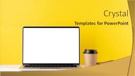  Presentation with laptop blank screen - Presentation featuring laptop-with-blank-screen background and a yellow colored foreground