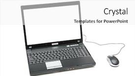  Presentation with laptop blank screen - PPT theme consisting of laptop with blank white screen isolated on white background and a white colored foreground