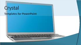  Presentation with laptop blank screen - Colorful theme enhanced with laptop with blue screen backdrop and a teal colored foreground