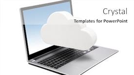 Presentation with cloud computing - Audience pleasing slide set consisting of laptop with cloud isolated on white cloud computing network concept backdrop and a white colored foreground