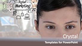  Presentation with digital pedagogy - Cool new slide set with laptop with digital marketing text backdrop and a coral colored foreground