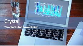  Presentation with abstract digital business interface - Colorful PPT layouts enhanced with laptop with glass of water backdrop and a  colored foreground