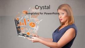  Presentation with statistics - Cool new slides with laptop with graphs and statistics backdrop and a light gray colored foreground