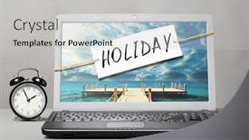  Presentation with note - Beautiful theme featuring laptop with note about holiday backdrop and a light gray colored foreground