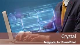  Presentation with accounting - PPT theme featuring laptop with online accounting background and a tawny brown colored foreground