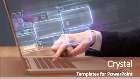  Presentation with accounting - PPT theme enhanced with laptop with online accounting background and a tawny brown colored foreground