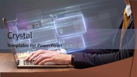  Presentation with accounting - Amazing presentation design having laptop with online accounting backdrop and a light blue colored foreground