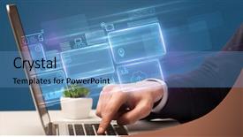  Presentation with accounting - Beautiful presentation theme featuring laptop with online accounting backdrop and a light blue colored foreground