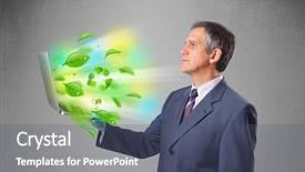  Presentation with recycle - Audience pleasing PPT theme consisting of laptop with recycle and environmental backdrop and a  colored foreground