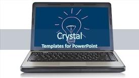  Presentation with bulb - Amazing PPT theme having laptop with screen and bulb backdrop and a ocean colored foreground