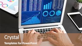  Presentation with forex - Audience pleasing slide deck consisting of laptop with stock chart data backdrop and a coral colored foreground