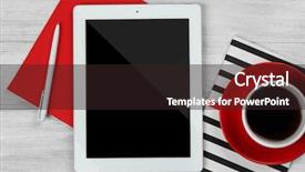  Presentation with digital books - Presentation theme enhanced with laptops books - digital tablet with cup background and a wine colored foreground