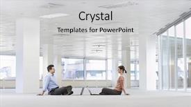  Presentation with space - Theme having laptops in empty office space background and a light gray colored foreground