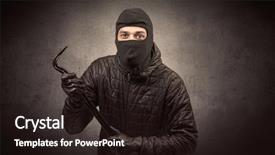  Presentation with black childen - Colorful PPT theme enhanced with larceny - burglar standing in black clothes backdrop and a  colored foreground