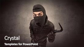  Presentation with clothes - Cool new presentation theme with larceny - burglar standing in black clothes backdrop and a  colored foreground