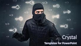  Presentation with hand tools - PPT theme with larceny - burglar standing with tools background and a  colored foreground