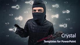  Presentation with hand tools - Amazing slide set having larceny - burglar standing with tools backdrop and a  colored foreground