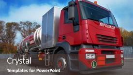  Presentation with refueling - Beautiful presentation design featuring large-airport-refueling-truck backdrop and a tawny brown colored foreground