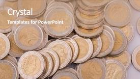  Presentation with inflation - Cool new PPT layouts with large amount of euro backdrop and a coral colored foreground