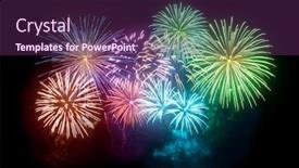  Presentation with glitter - Amazing presentation theme having display filling the night sky backdrop and a violet colored foreground